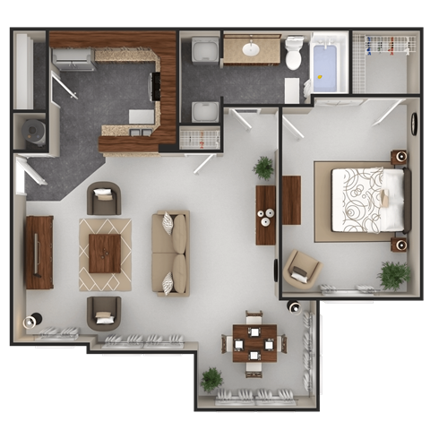 a floor plan of a house with a bedroom and a living room